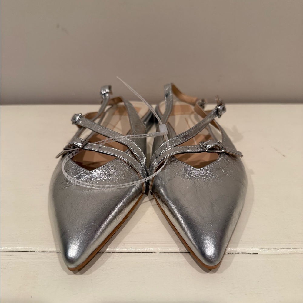 Dolce Vita Pamla Silver Metallic Slingback Flats - Picture 4 of 9
